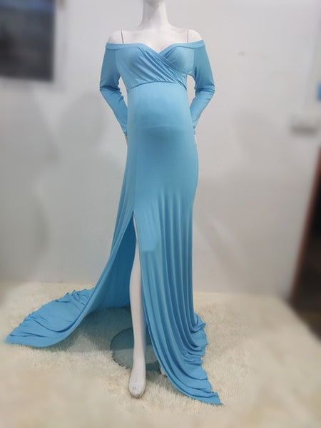 Sexy Shoulderless Maternity Maxi Gown