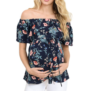 Pregnant Women Off-shoulder Striped tees